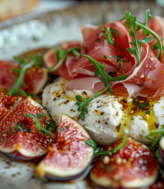 Burrata aux figues et au proscuitto