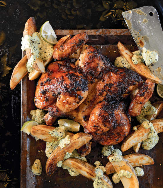 Poulet grillé à la péruvienne, salsa verde crémeuse