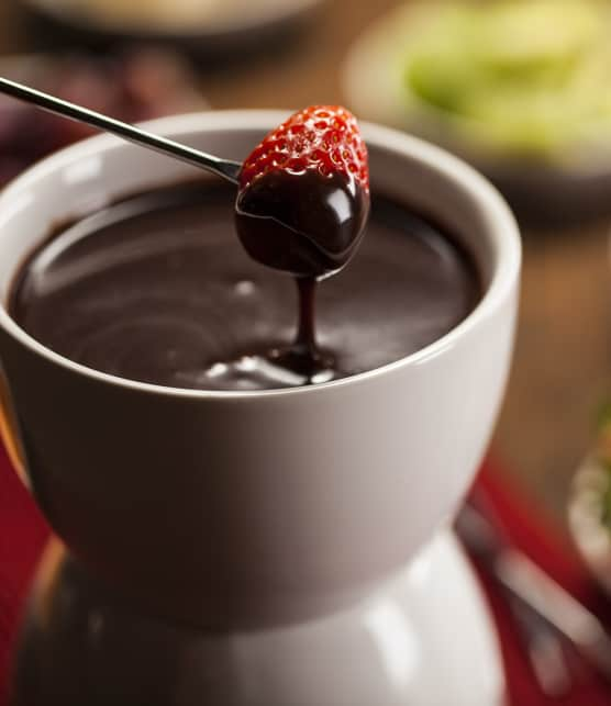 Ganache chaude servie en fondue