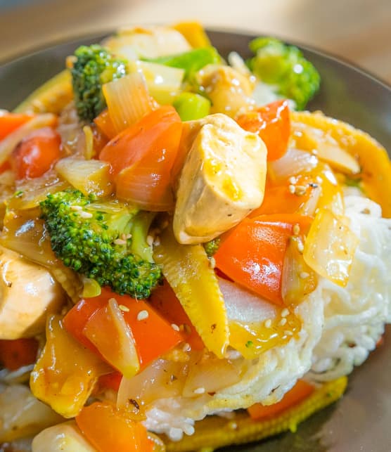 Sauté de général Tao aux légumes