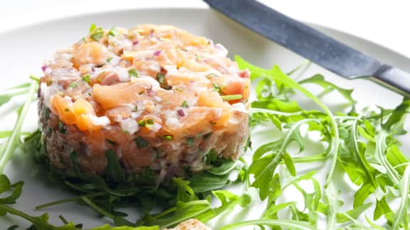 Tartare de saumon, érable et gingembre