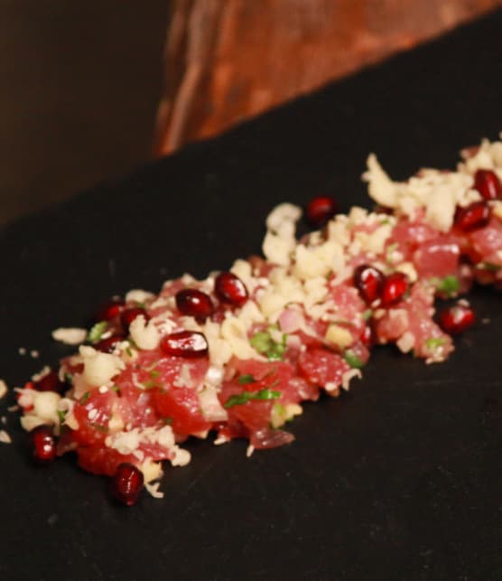 Tartare de thon rouge à la « Baby » à la pomme grenade et gingembre
