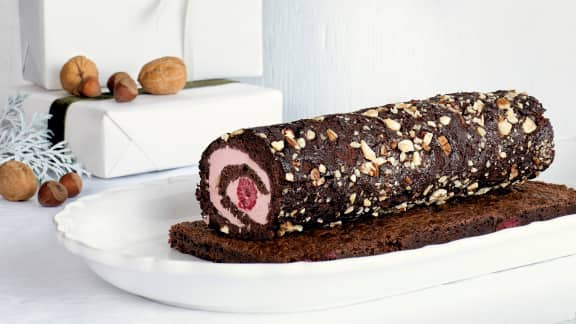 Bûche de Noël framboise-chocolat