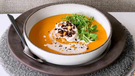 Potage de courge au café