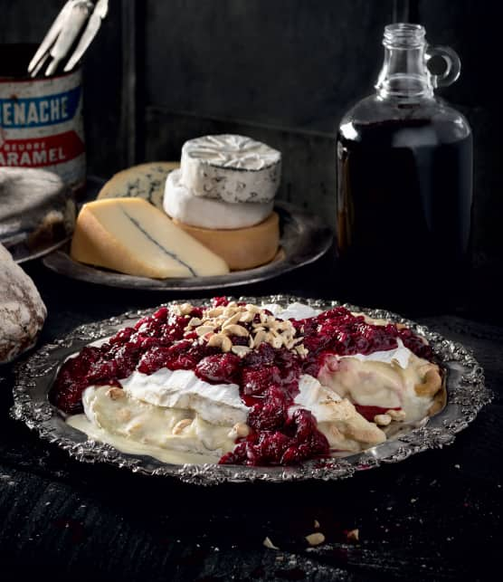 Fromage fondant au coulis de canneberges au cognac et gingembre