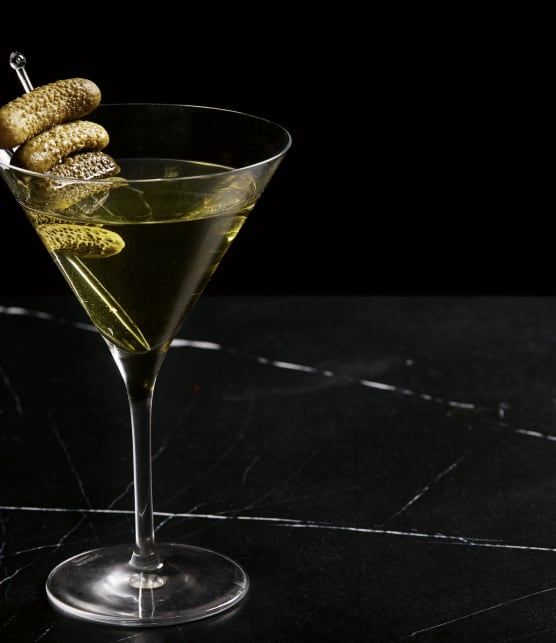 Dirty martini à la saumure de cornichons