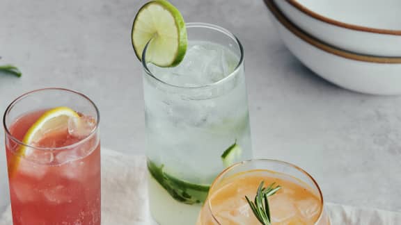 Mocktail limonade, basilic & concombre