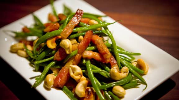 Recette de haricots verts aux lardons