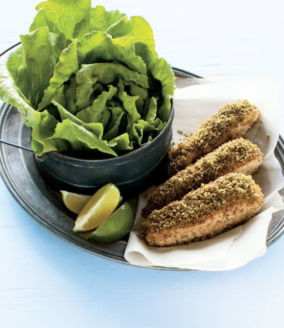 Morue poêlée en croûte de pistaches et de thé vert