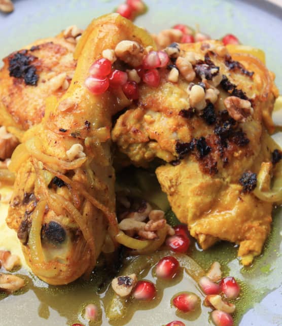Poulet au gingembre et aux épices, sauce au yogourt
