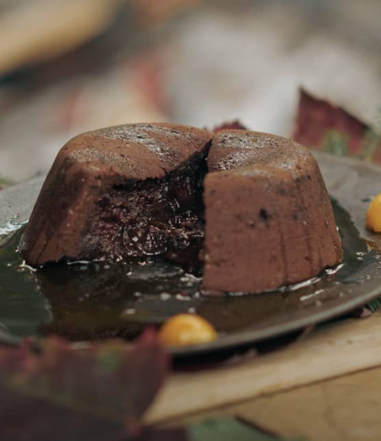 Moelleux au chocolat, lactaires à odeur d’érable et caramel à l’argousier