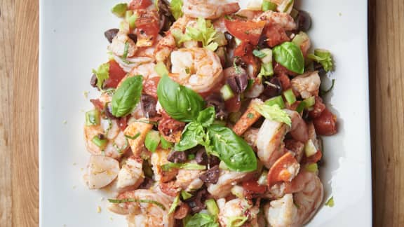 Salade de homard et de crevettes