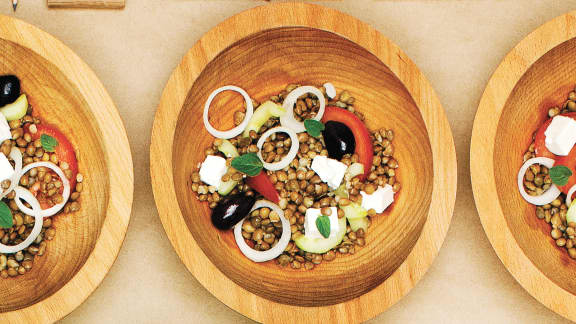 Salade grecque aux lentilles