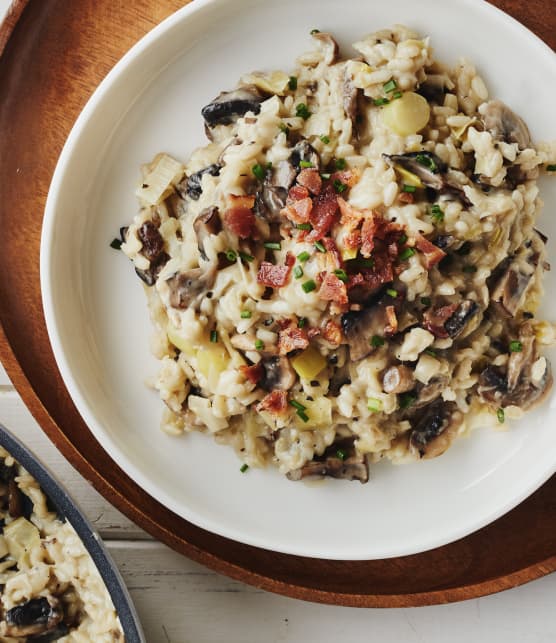 Risotto aux champignons & aux poireaux