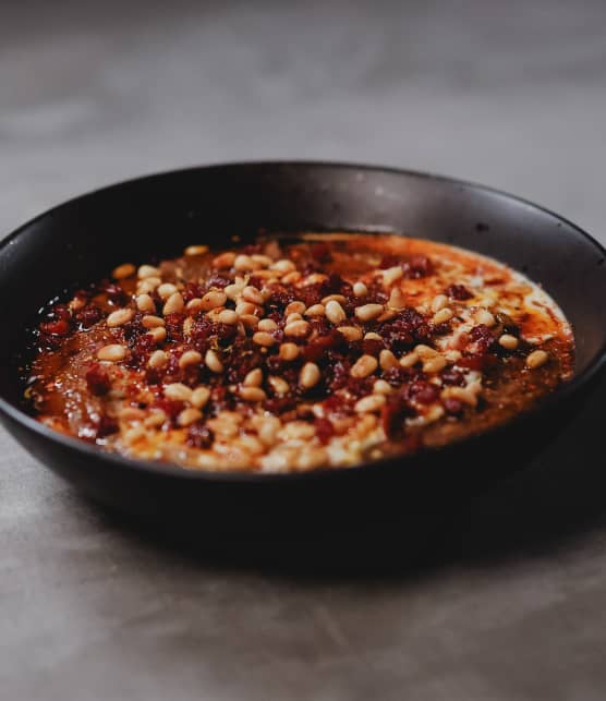 Velouté de lentilles, brunoise de chorizo et crème de chèvre