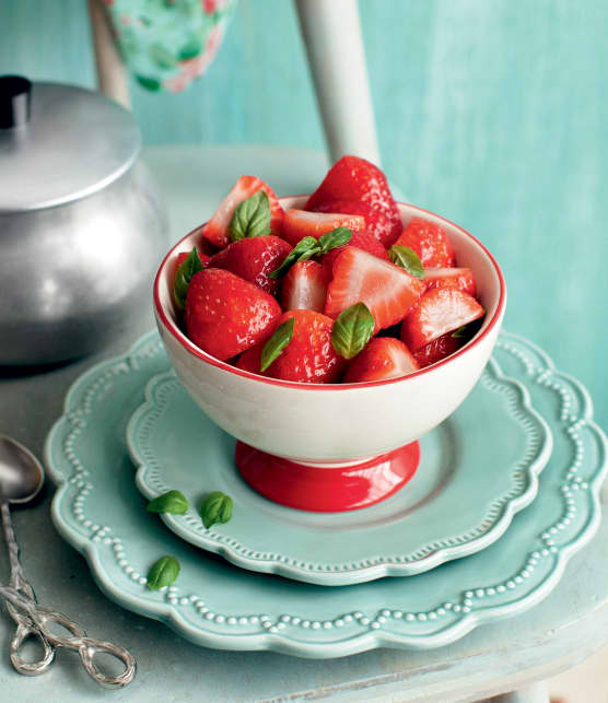 Fraises au basilic et balsamique blanc