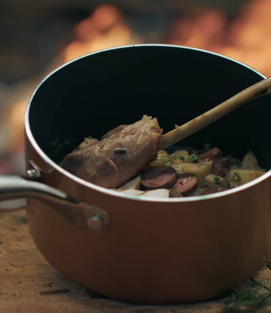 Ragoût de dindon sauvage, cœur et foie grillés