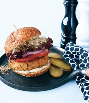 Hamburger de pois chiches, sauce tahini