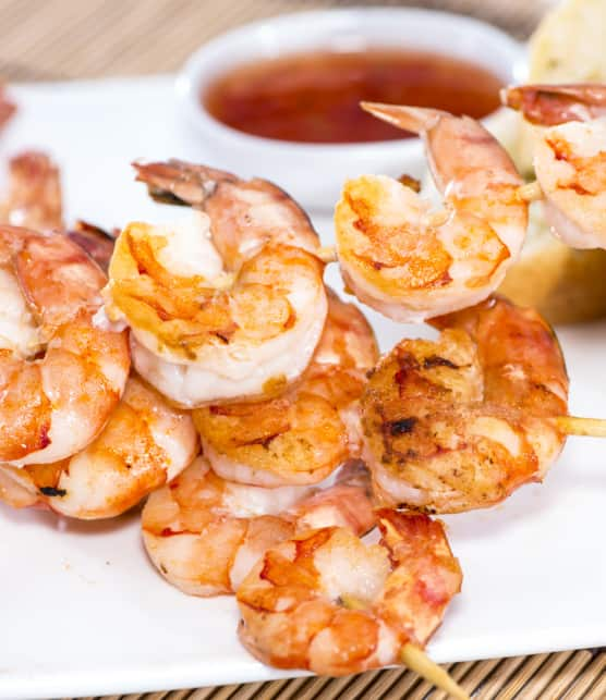 brochettes de crevettes à la pancetta