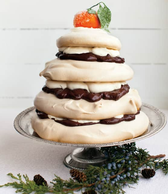 gâteau meringue à la marmelade de clémentines et suprêmes d'orange