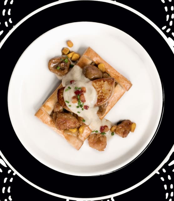 vol-au-vent, ris et rognons de veau, foie gras, topinambours