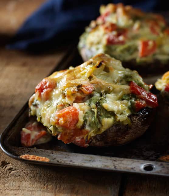 portobellos farcis aux artichauts et à la roquette