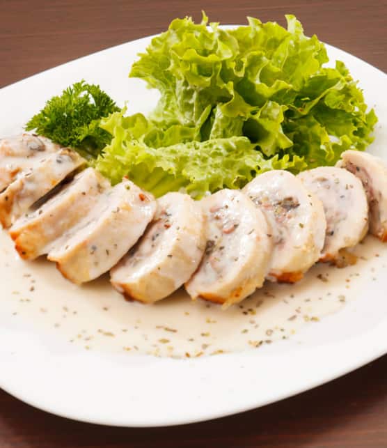 poitrines de poulet farcies au Boursin et aux champignons