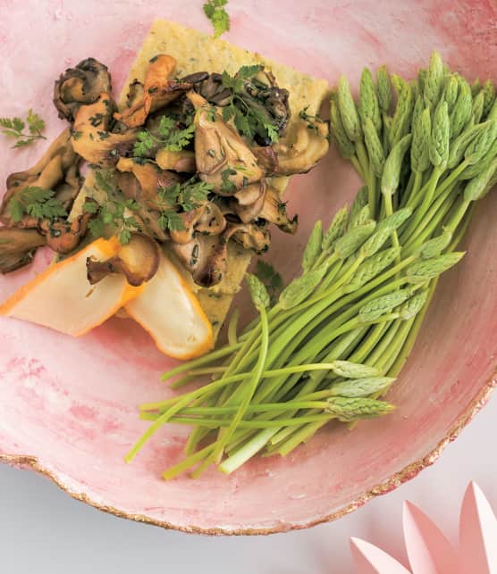 fricassée de champignons sauvages sur polenta