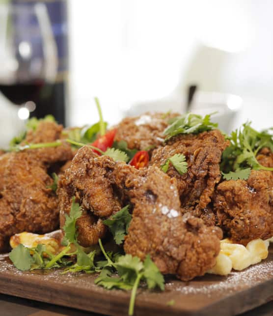 poulet frit et gaufres