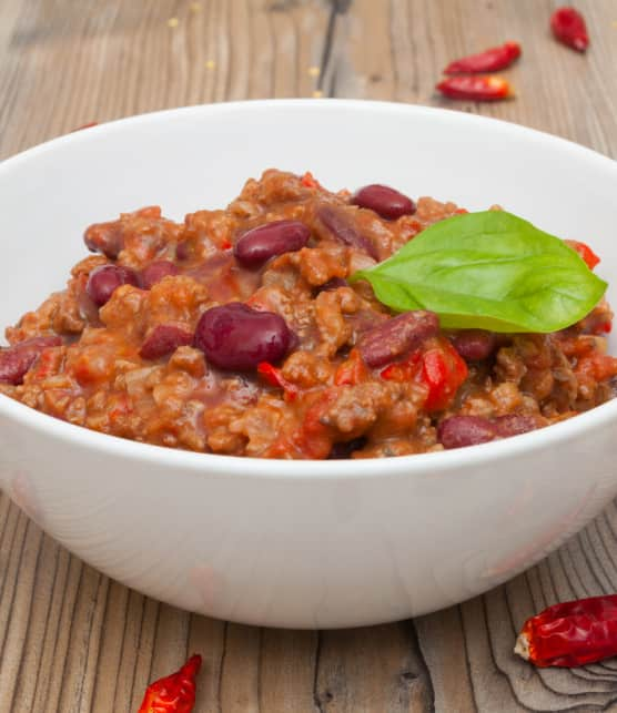 chili con carne et sa sauce aux trois piments