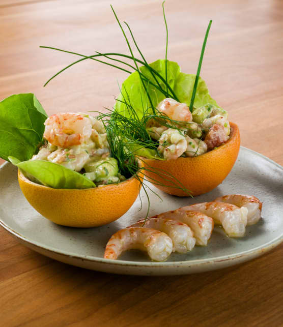 pamplemousses farcis avocat et crevettes