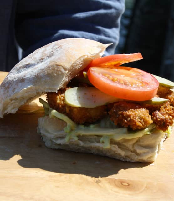 sandwich d'huîtres panées Po Boy