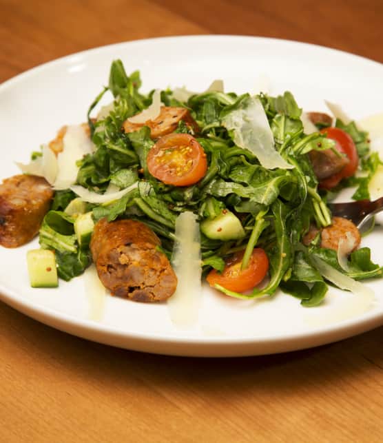 salade de roquette et chorizo rôti