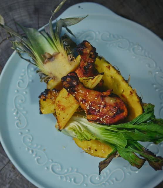 Poulet aux ananas, sauce aux cerises
