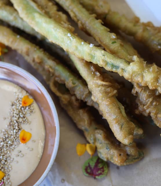 Tempura d’asperges, vinaigrette wafu