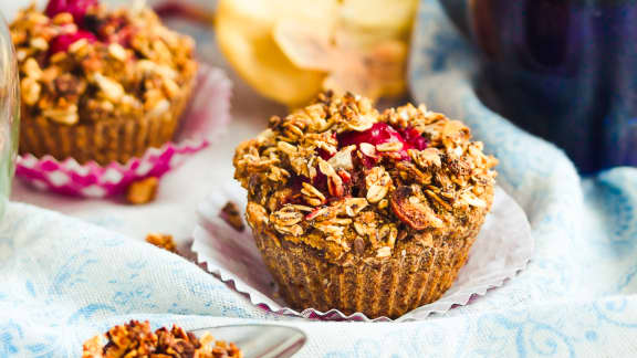 Muffins de quinoa aux pommes, canneberges et érable (sans gluten)