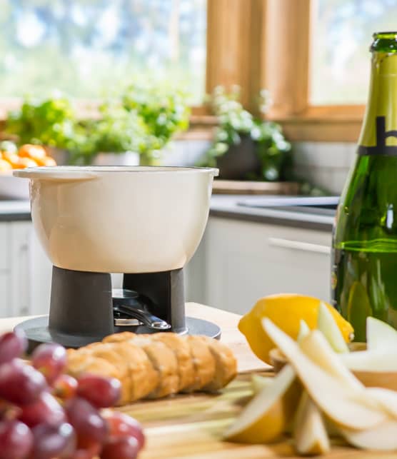 Fondue au champagne et aux fromages légers