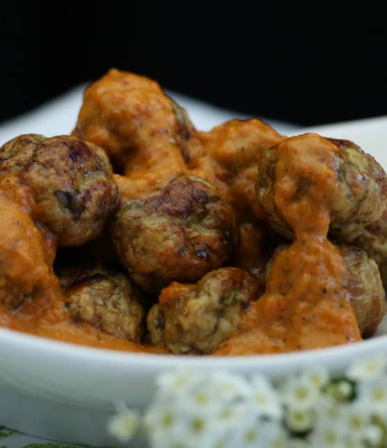 Boulettes de dinde et coulis de poivron rouge