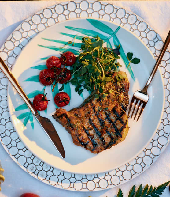 Côtes de porc et tomates « cramées »