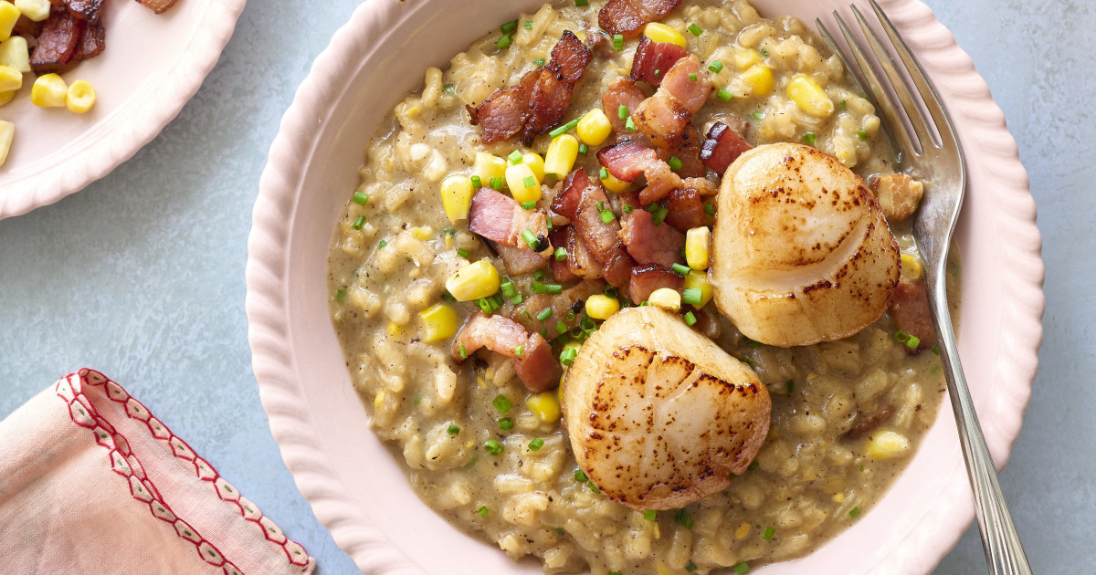 Risotto au maïs, bacon et pétoncles-image